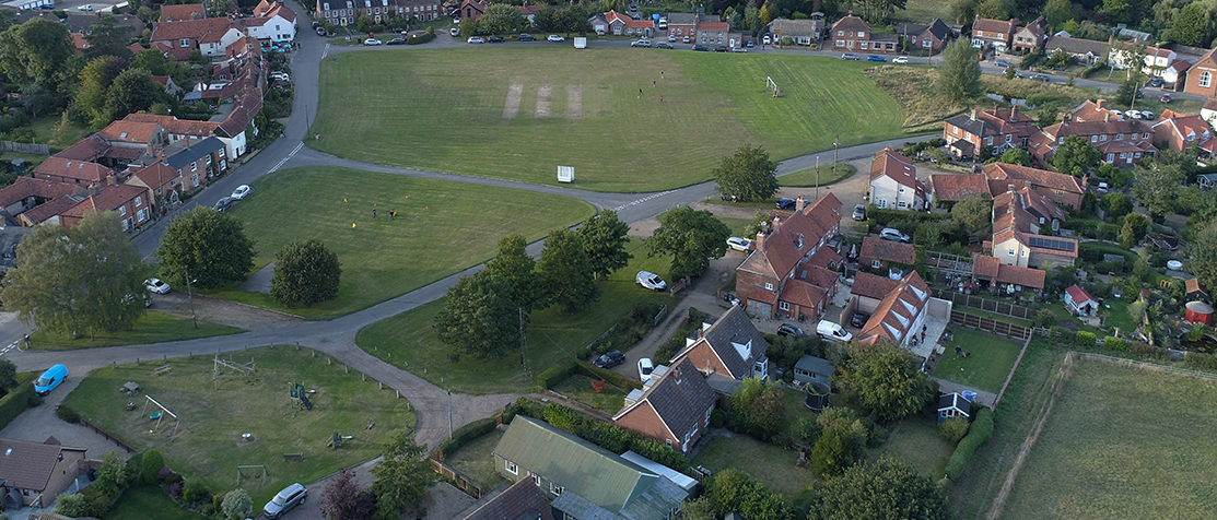 Aerial picture of village green from the air