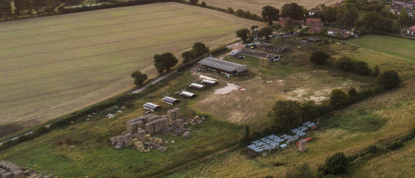 Aerial picture of derelict Pig Farm in Aldborough
